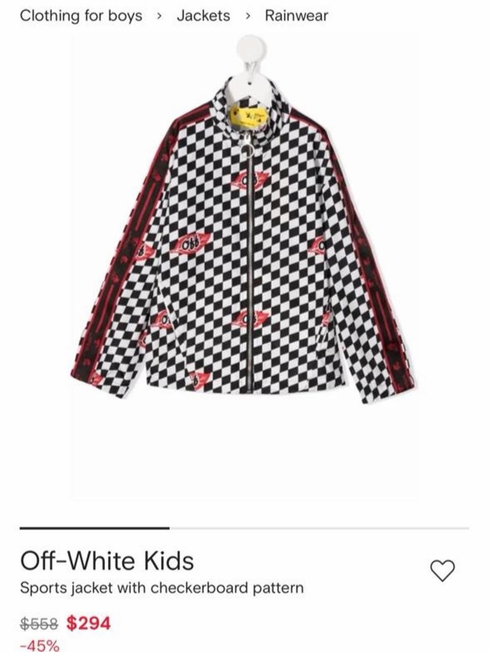 Off-White Kids Sports jacket with checkerboard pattern 12year